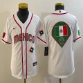 Youth 2023 World Cup Mexico blank white majestic baseball jerseys 03