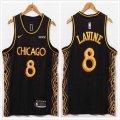 Chicago Bulls #8 Zach Lavine black nike nba basketball jerseys city version -XD