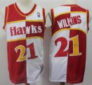 Atlanta Hawks #21 Dominique Wilkins white red Split throwback nba jersey-S8