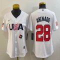 Women 2023 World Cup #28 Arenado white USA majestic baseball jerseys 07