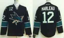 2014 reebok San Jose Sharks #12 Patrick Marleau Black nhl Jersey