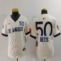 Youth Nike Los Angeles Dodgers #50 Mookie Betts beige fashion majestic baseball Jerseys-BD 05