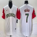 2023 World Cup Mexico #7 Julio Urias white red majestic baseball jerseys 107