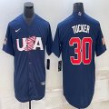 2023 World Cup #30 Kyle Tucker blue USA majestic baseball jerseys 04