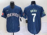 2023 World Cup Mexico #7 Julio Urias blue majestic baseball jerseys 54