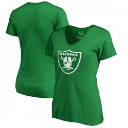 Oakland Raiders Pro Line by Fanatics Branded Women\'s St. Patrick\'s Day White Logo T-Shirt - Kelly Green