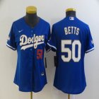 Custom Dodgers #50 Mookie Betts Nike blue women Dodger World Series Champions majestic baseball Jersey-BD