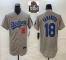 Nike Los Angeles Dodgers #18 Yoshinobu Yamamoto gray Flexbase Authentic Collection Jersey