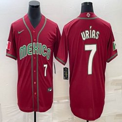 2023 World Cup Mexico #7 Julio Urias red blank majestic baseball jerseys 31