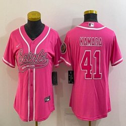 Women Nike Saints #41 Alvin Kamara pink baseball jerseys Joint name-BD