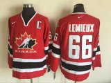 2002 Olympic Version #66 Mario Lemieux Red Black NHL Throwback Jerseys