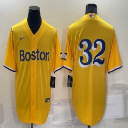 Nike Boston Red Sox #32 Yellow 2021 City Connect majestic baseball Jerseys-BD