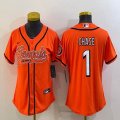 Women Nike Cincinnati Bengals #1 Ja'Marr Chase orange baseball jerseys Joint name-BD