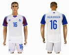 2018 World cup Iceland team #16 SIGURJONSSON White soccer jersey away