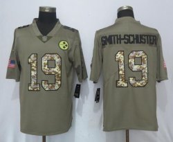 Nike Pittsburgh Steelers 19 Smith-schuster Olive Camo Carson 2017 Salute to Service Limited Jersey