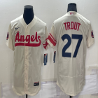 Nike Los Angeles Angels #27 Mike Trout beige Flexbase Authentic Collection Jersey