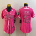 Women Philadelphia Eagles #62 Jason Kelce pink baseball jerseys Joint name-BD