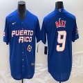 Puerto Rico #9 Baseball Javier Báez blue 2023 World Baseball Classic Replica Player Jersey 08