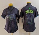 Women Nike Tampa Bay Rays #21 Jonny DeLuca black majestic baseball jersey city version