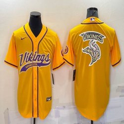 Nike Minnesota Vikings yellow baseball jerseys Joint name-BD 01