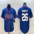 Nike New York Giants #26 Saquon Barkley blue baseball jerseys Joint name-BD