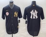 Nike New York Yankees blank black gold majestic baseball Jersey 08