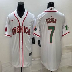 2023 World Cup Mexico #7 Julio Urias white majestic baseball jerseys 02