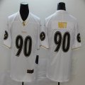 Nike Pittsburgh Steelers #90 T. J. Watt Nike white throwback Color Rush Limited Jersey