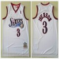 Philadelphia 76ers #3 Allen Iverson white throwback basketball jersey-TY