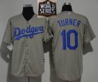 Los Angeles Dodgers #10 Justin Turner gray baseball jersey 2020 World Series