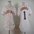 women Houston Astros #1 Carlos Correa White MLB baseball Jerseys