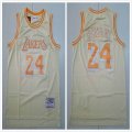 Los Angeles Lakers #24 Kobe Bryant beige gold Throwback basketball jersey-TY