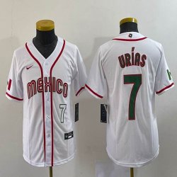 Youth 2023 World Cup Mexico #7 Julio Urias white majestic baseball jerseys 06