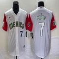 2023 World Cup Mexico #7 Julio Urias white red majestic baseball jerseys 66