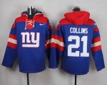 Custom Nike New York Giants #21 Collins red blue NFL Hooded Sweatshirt