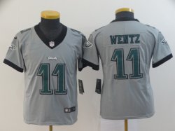 Youth Nike Eagles #11 Carson Wentz gray NFL Jersey Inverted version