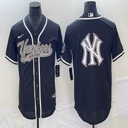 Nike New York Yankees blank black majestic baseball jerseys big logo -BD 02