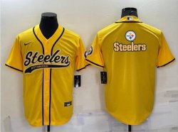 Nike Pittsburgh Steelers blank yellow baseball jerseys Joint name-BD 01