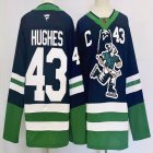 Vancouver Canucks #43 Quinn Hughes blue green hockey jersey-PD