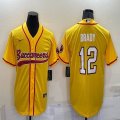 Nike Tampa Bay Buccaneers #12 Tom Brady yellow baseball jerseys Joint name-BD