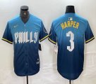 Nike Philadelphia Phillies #3 Bryce Harper blue majestic baseball jerseys city version