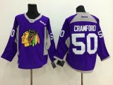 2014 new Reebok Chicago Blackhawks Corey Crawford 50 purple hockey Jersey