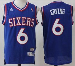 Philadelphia 76ers #6 Julius Erving blue throwback NBA basketball jersey