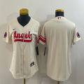 Women Nike Los Angeles Angels blank beige majestic baseball jerseys