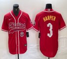 Nike Philadelphia Phillies #3 Bryce Harper red majestic baseball jersey Joint name-BD 04