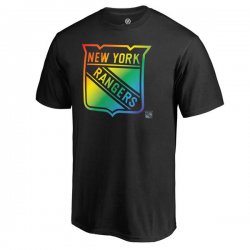 Men\'s New York Rangers Fanatics Branded Black Rainbow Pride Logo T-Shirt