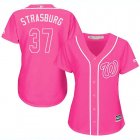 2017 Women Washington National #37 Stephen Strasburg pink majestic mlb jersey