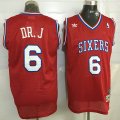 Philadelphia 76ers #6 Dr.J red basketball jersey