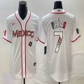 2023 World Cup Mexico #7 Julio Urias white majestic baseball jerseys 60