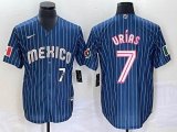 2023 World Cup Mexico #7 Julio Urias blue majestic baseball jerseys 88